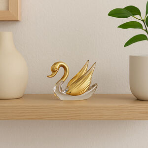 Vintage PENCO Gold & Clear Glass Swan Figurine Paperweight Taiwan